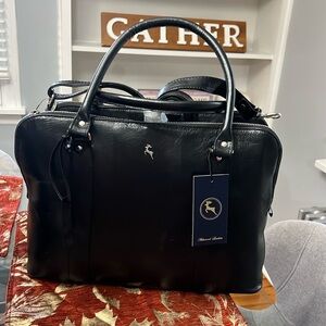 Ashwood Leather Computer/Tote Bag - Black
